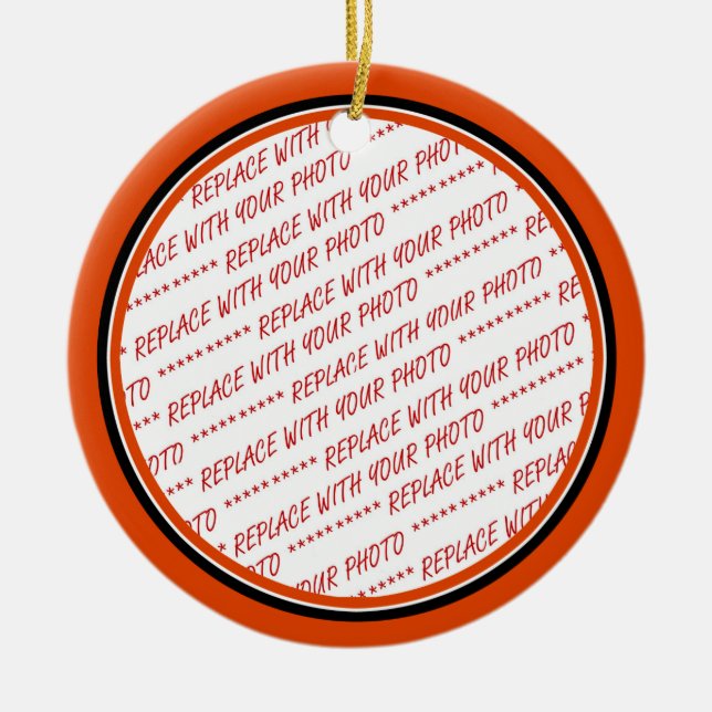 Orange & Black (Halloween Colours) Trimmed Templat Ceramic Tree Decoration (Front)