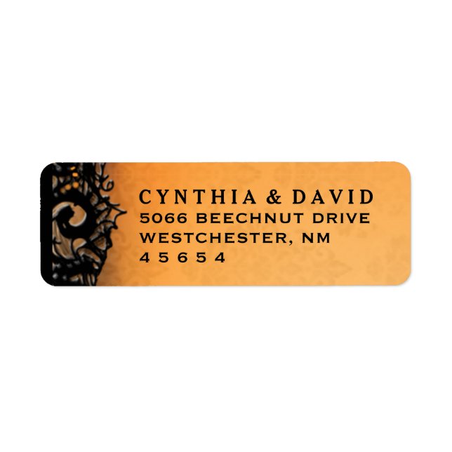 Orange & Black Halloween Lace Wedding Address (Front)