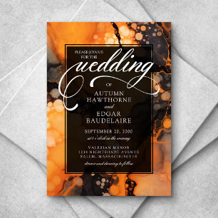 Orange Black Halloween Wedding Invitation