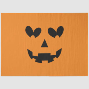 Orange & Black Happy Heart Pumpkin Halloween Tissue Paper