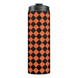 Orange Black Harlequin Diamond Chequered Pattern Thermal Tumbler