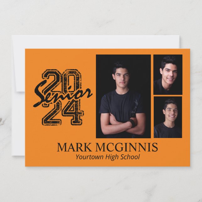Orange Black High School Class 2024 Graduation Invitation (Front)