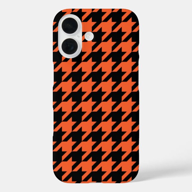 Orange Black Houndstooth Check Case-Mate iPhone Case (Back)