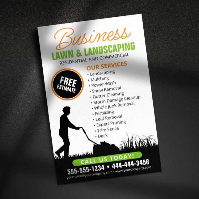 Orange Black Lawncare Landscaping Lawn Mowing Flyer (Creator Uploaded)