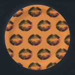 Orange Black Lips  Halloween party Paper Plate<br><div class="desc">Cool Black and orange Halloween party paper plates.
Fun party supplies,  decorations and disposable accessories for costume party,  halloween,  scary,  fright,  frightening,  trick or treat,  night gathering,  bbq,  dinner,  birthday,  wedding.

Available in small and large. Change the quantity to get the cheapest bulk price.</div>
