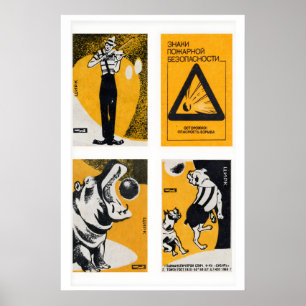 Orange & Black Matchbox Labels Grid Print, Vintage Poster