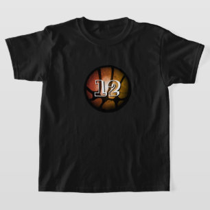 Orange Black Metallic Basketball Ball Number T-Shirt