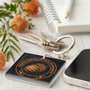 Orange Black Mighty oaks from little acorns grow Key Ring