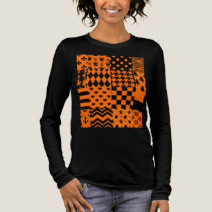 Orange Black Mixed Patterns Patchwork Design Tri-Blend Shirt