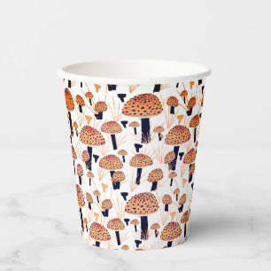 Orange Black Mushroom Fly Agaric Fall Autumn Paper Cups