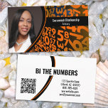Orange Black Numbers Custom Photo QR Code Business Card<br><div class="desc">A orange and black numbers background on this design features a photo placeholder on the left with template name on the right. The back includes a coordinated design and colours with text fields for the business name and details. Replace the placeholder photo with your vertical format photograph and your link...</div>