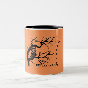 Orange & Black Owl Happy Halloween Mug