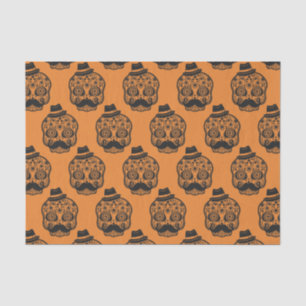 Orange Black Pattern Festive Skull Halloween party Tissue Paper