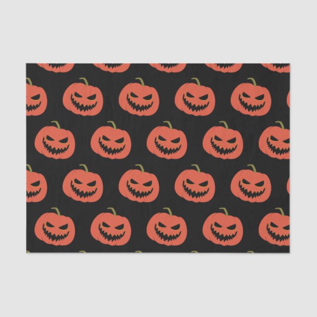 Orange Black Pattern Pumpkin Halloween party Tissue Paper (Front)