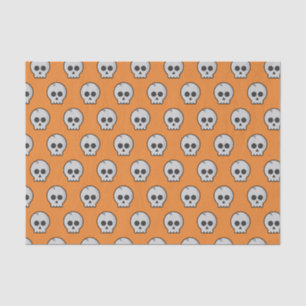 Orange Black Pattern skull Halloween party Tissue Paper