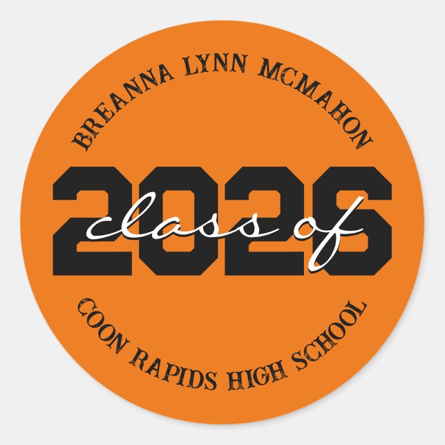 Orange & Black Personalised Graduation Stickers (Creator Uploaded)