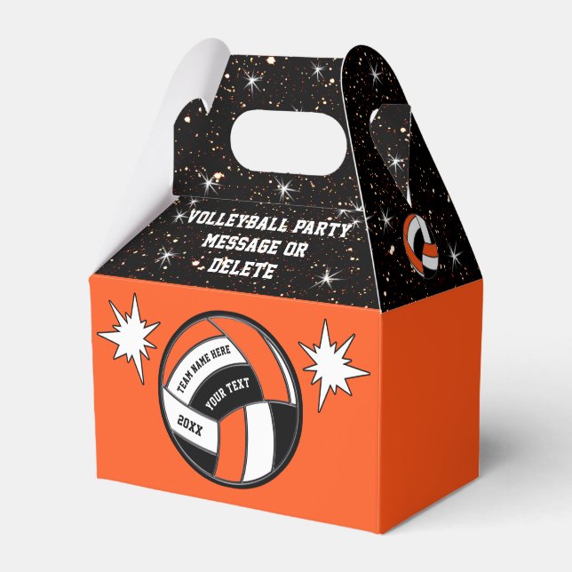 Orange, Black, Personalised, Volleyball Treat Bags Favour Box (Front Side)