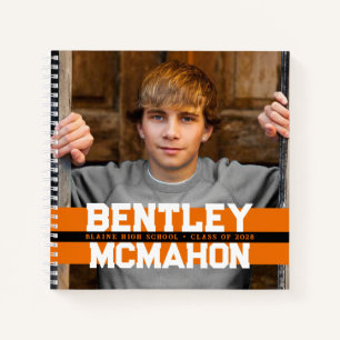 Orange & Black Photo Graduation Guestbook Notebook