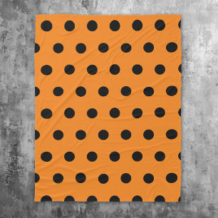 Orange Black Polka Dots Pattern Fleece Blanket