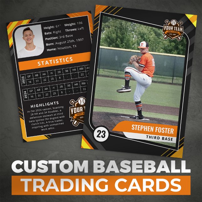 Orange & Black Pro Baseball Trading Card (Creator Uploaded)
