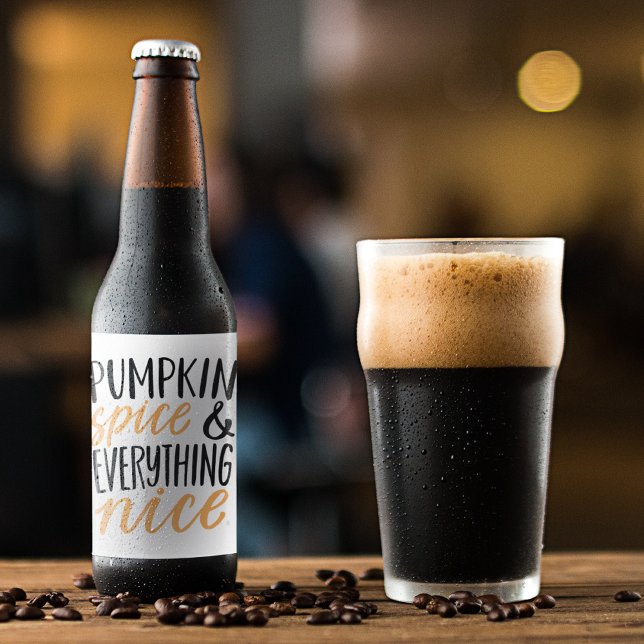 Orange & Black Pumpkin Spice Thanksgiving Quote Beer Bottle Label (Creator Uploaded)