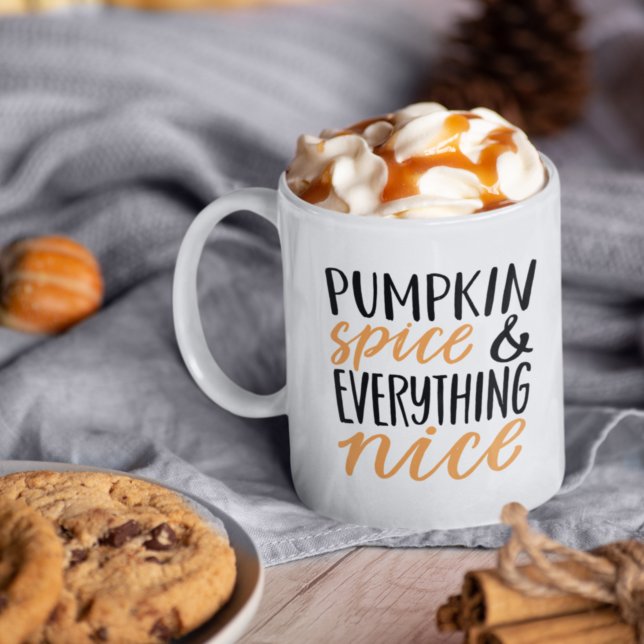 Orange & Black Pumpkin Spice Thanksgiving Quote Coffee Mug (Creator Uploaded)
