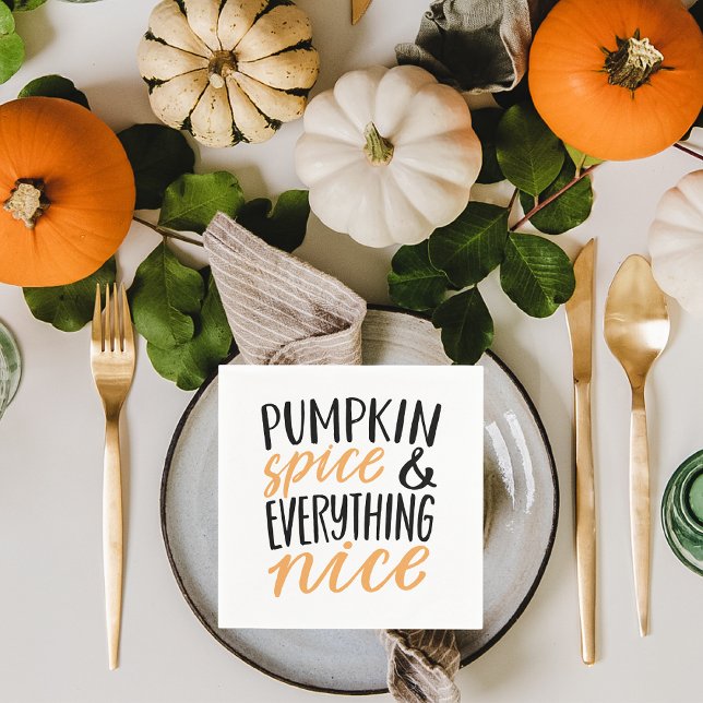 Orange & Black Pumpkin Spice Thanksgiving Quote Napkin (Creator Uploaded)