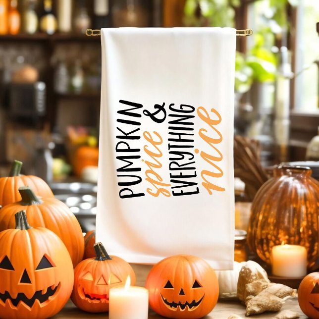 Orange & Black Pumpkin Spice Thanksgiving Quote Tea Towel (Creator Uploaded)