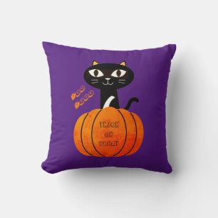 Orange Black Purple Cute Modern Halloween Pumpkin Cushion
