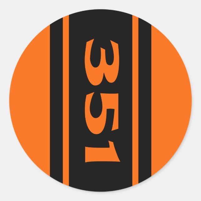 Orange Black Race Stripes 351 Motor Sticker (Front)