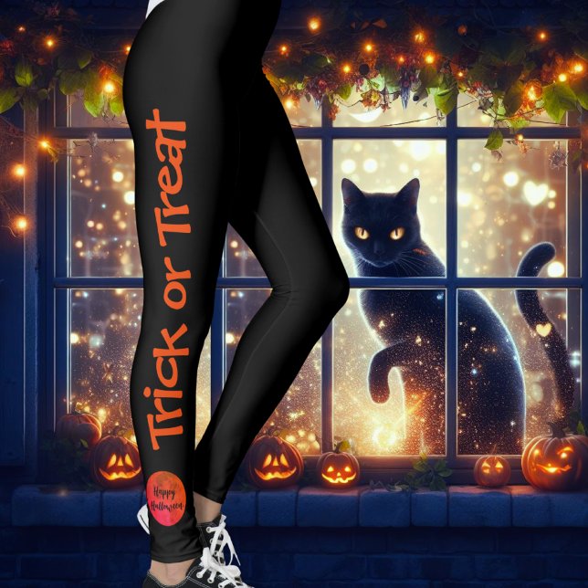 Orange Black Scary Bloody Full Moon Fun Halloween Leggings (Creator Uploaded)