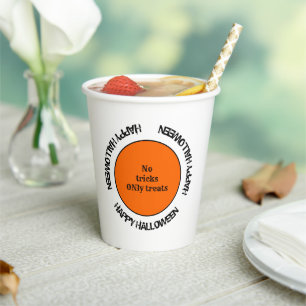 Orange Black Scary Spooky Modern Happy Halloween Paper Cups