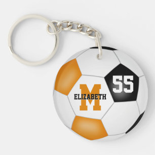 orange black school colours soccer bag tag key ring
