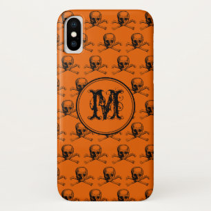 Orange Black Skull Halloween Personalized Monogram Case-Mate iPhone Case