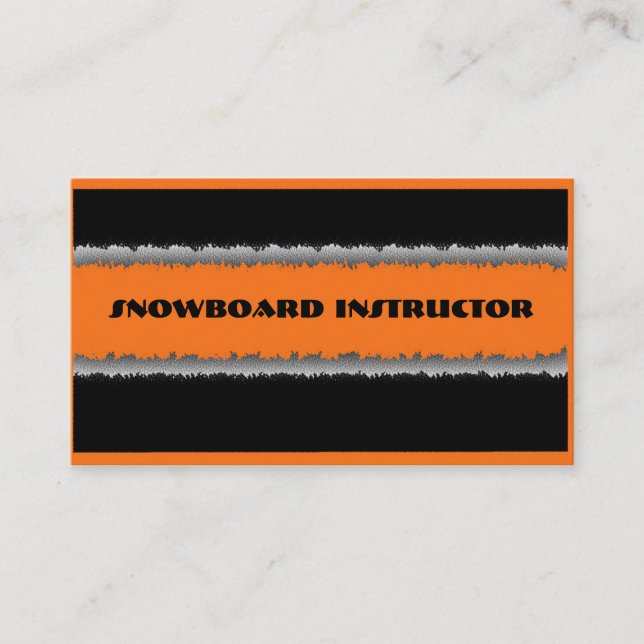 Orange black snowboard instructor custom cards (Front)