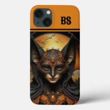 orange & black spooky halloween bat