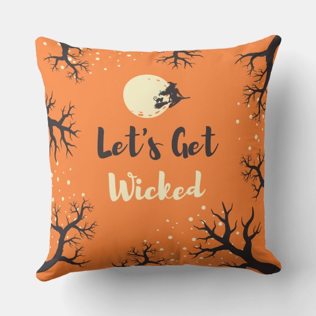 Orange Black Spooky Halloween  Cushion (Back)