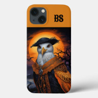 orange & black spooky halloween seagull