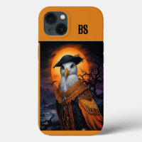 orange & black spooky halloween seagull