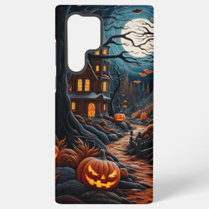 ORANGE & BLACK SPOOKY HAUNTED HOUSE SAMSUNG GALAXY CASE