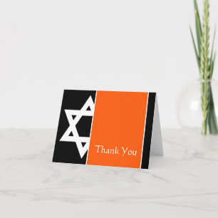 Orange Black Star of David Bar Mitzvah Thank You