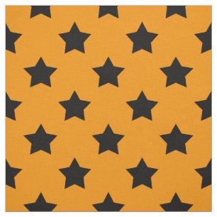 Orange Black Stars Pattern Decorative Textile Fabric