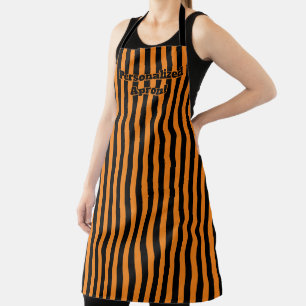 Orange Black Stripe Halloween Colours Apron