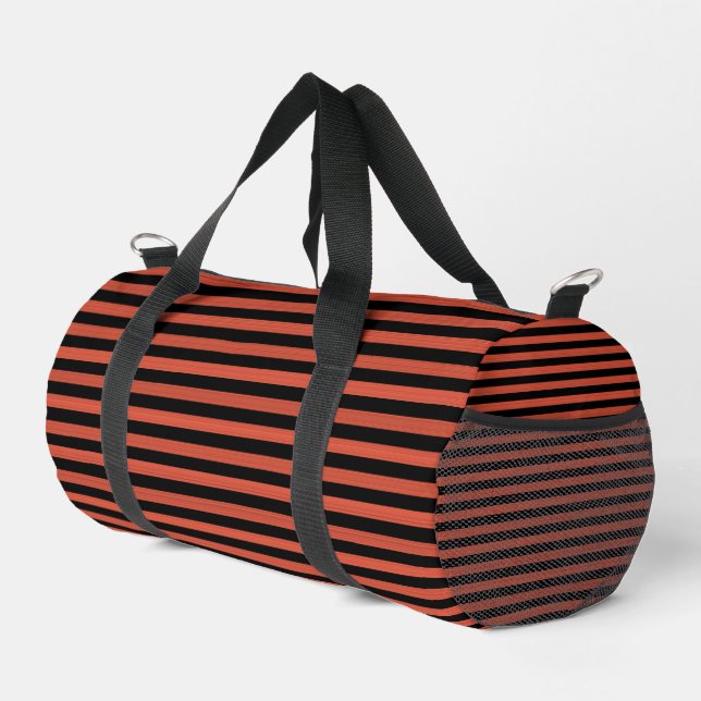 Orange Black Stripes Seamless Pattern Small Duffle Bag (Right Corner)