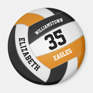 orange black team colours girls boys volleyball magnet