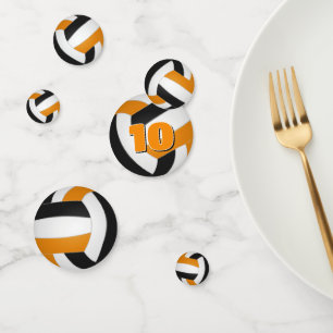 orange black team colours kids volleyball party confetti