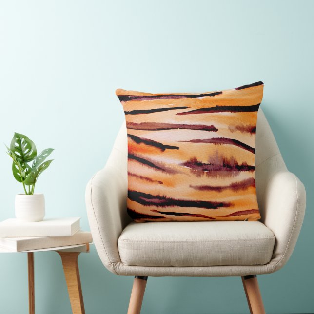 Orange Black Tiger Animal Print Cushion (Chair)