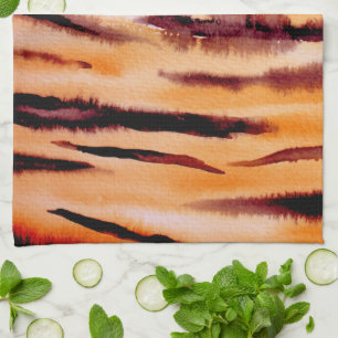 Orange Black Tiger Animal Print Tea Towel