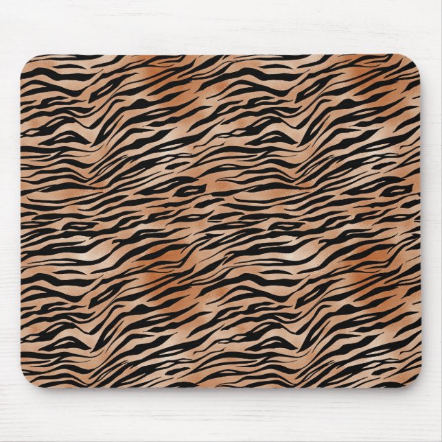 Orange Black Tiger Print Mouse Pad (Front)