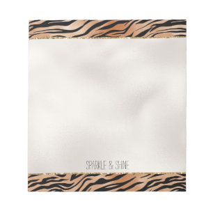 Orange Black Tiger Print Notepad